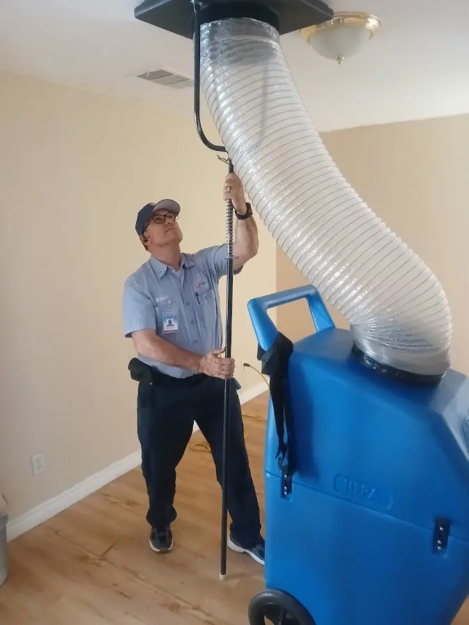 Mini Split Installation technician using HEPA equipment in Iowa Park